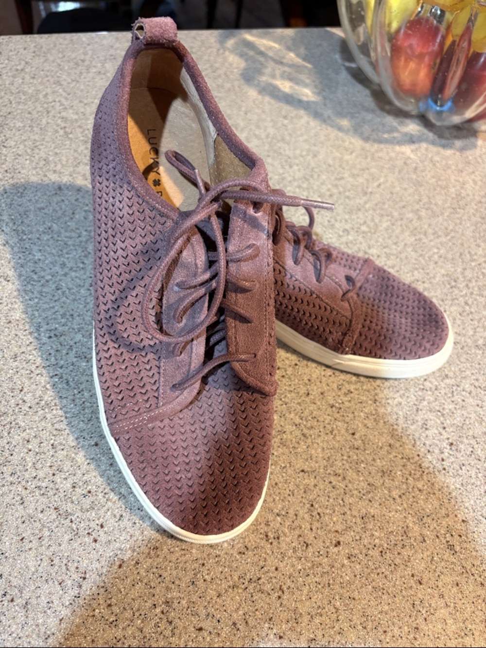 Lucky Brand Women's Knit Lace-Up Sneakers in Plum - size 8
